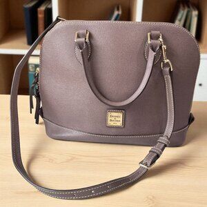 Dooney And Bourke Taupe Saffiano Leather Satchel Crossbody Bag Classic Elegant